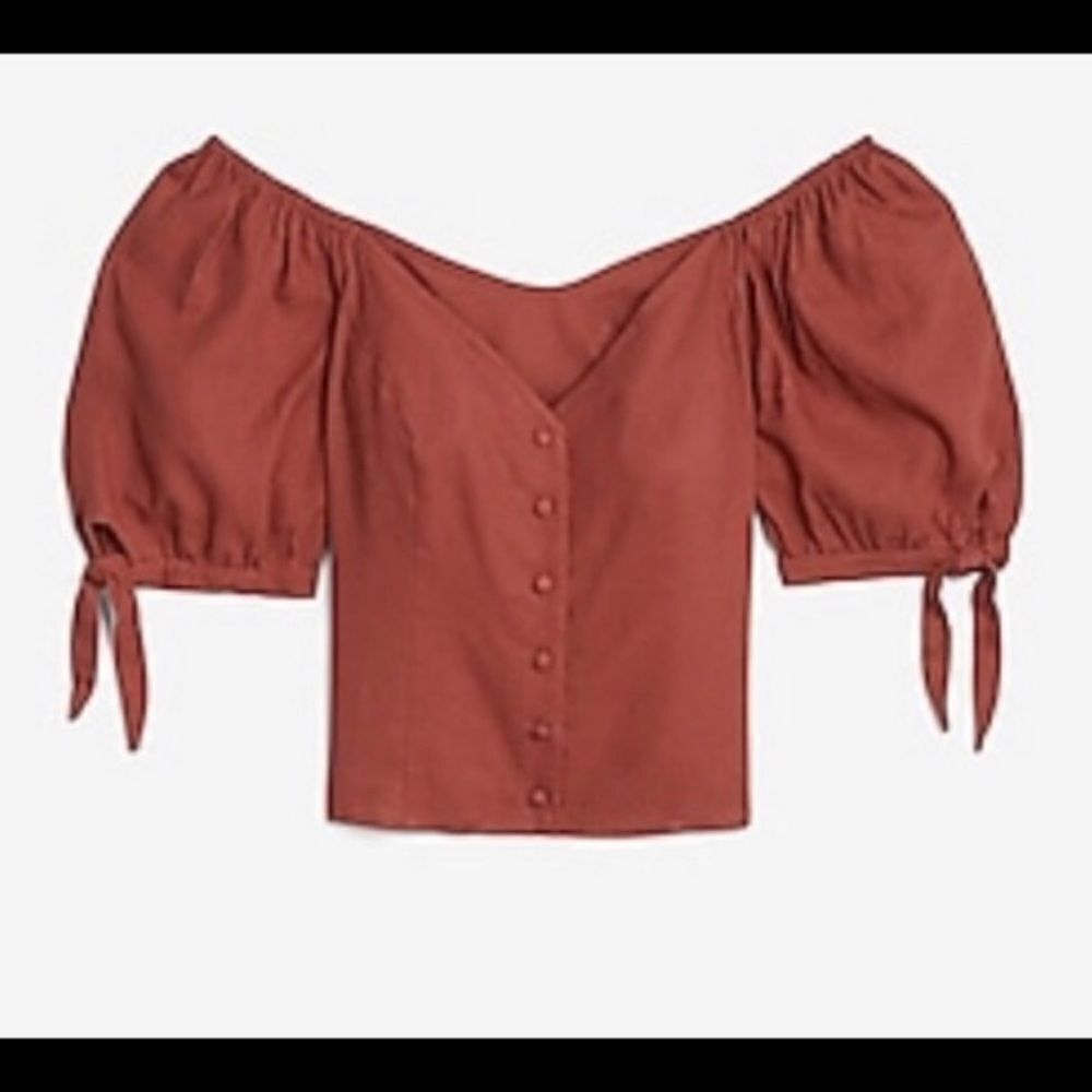 Express Linen Blend Off The Shoulder Top Size S